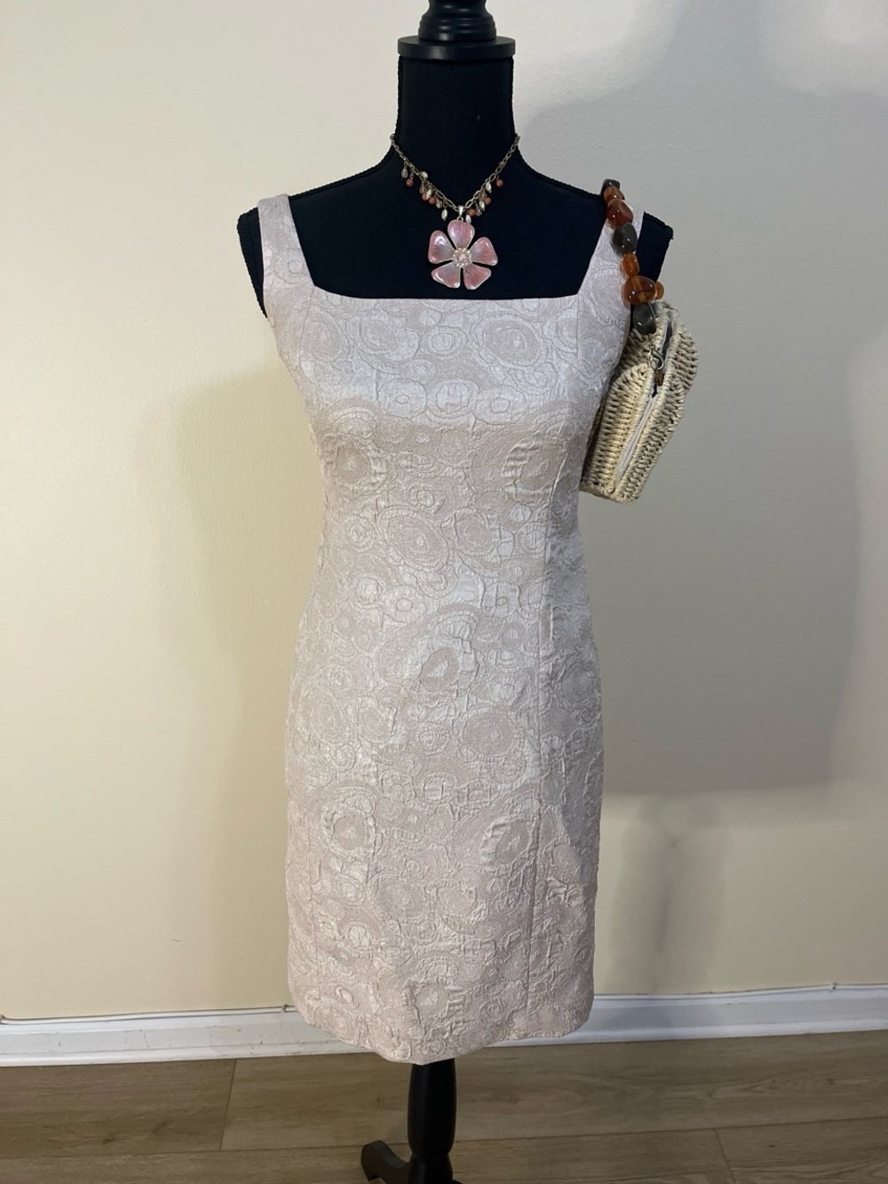 Evan Picone Light Cream Lace Sheath Dress
